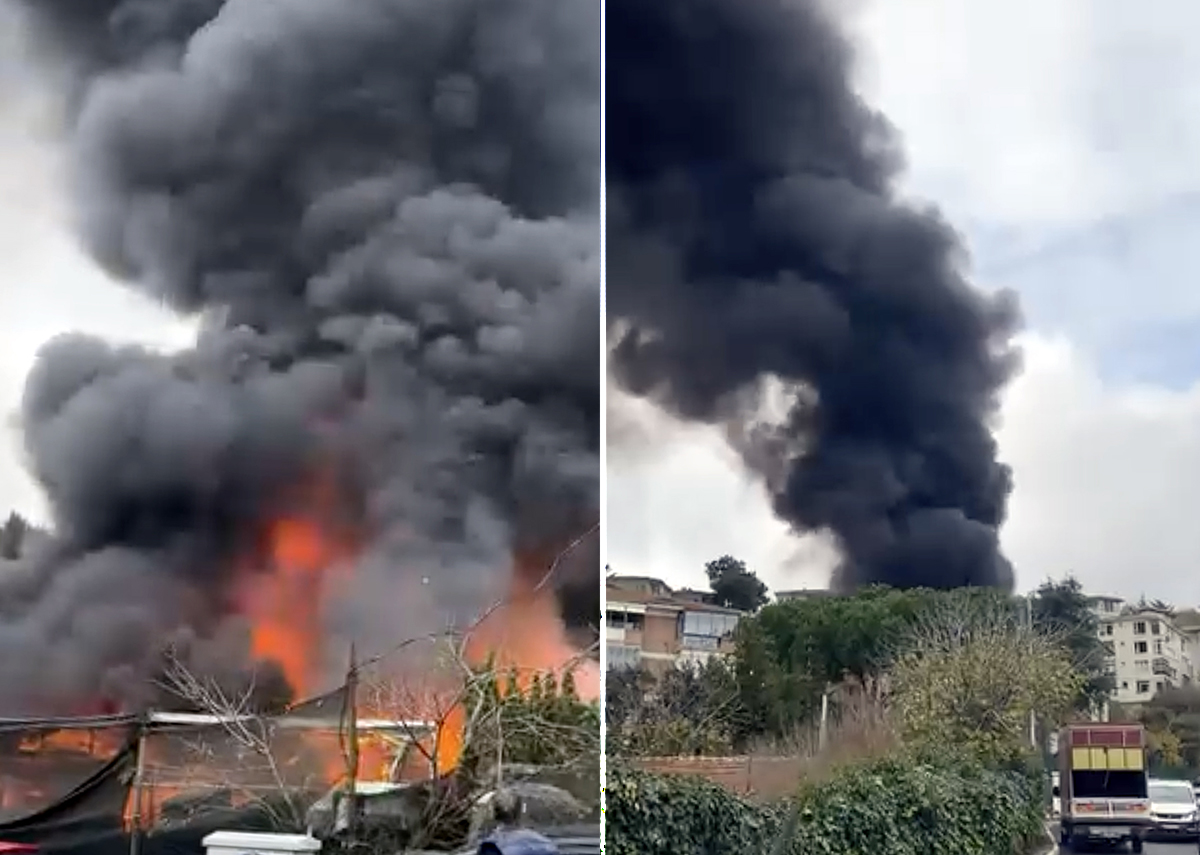 Sarıyer’de oto tamirhanesinde yangın